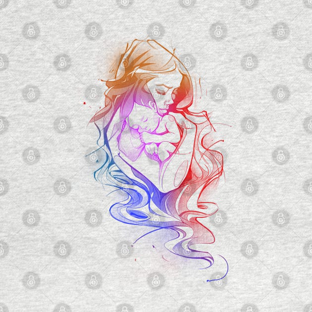 Mother Love  and baby colorful by Lima's